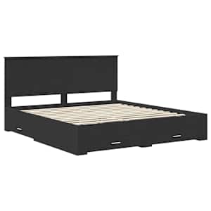 Rám postele Černá a stříbrná 200 x 200 cm kompozitní dřevo - obrázek 4