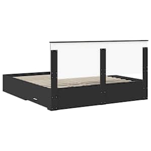 Rám postele Černá a stříbrná 200 x 200 cm kompozitní dřevo - obrázek 10