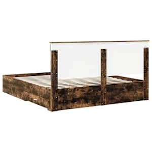 Rám postele s čelo Kouřový dub 200 x 200 cm kompozitní dřevo - obrázek 10