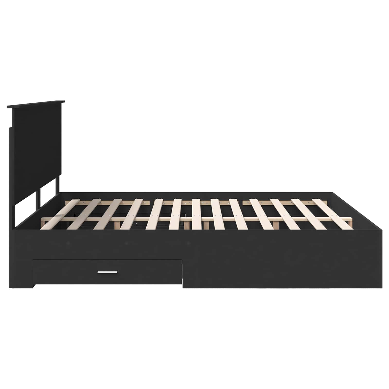 Voodi raam peaga sahtliga Must 180 x 200 cm Tehispuit 9 Kõik vajalik sinu aeda ja koju! Voodi raam peaga sahtliga Must 180 x 200 cm Tehispuit - Image 9