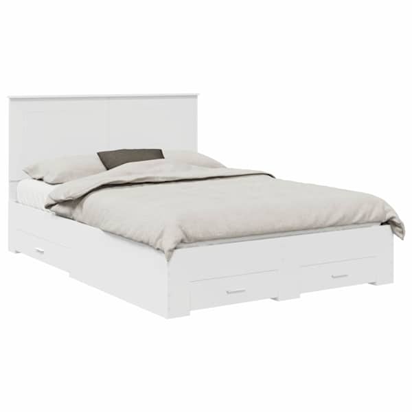 vidaXL Voodi raam sahtliga peaga Valge 140 x 190 cm Tehispuit