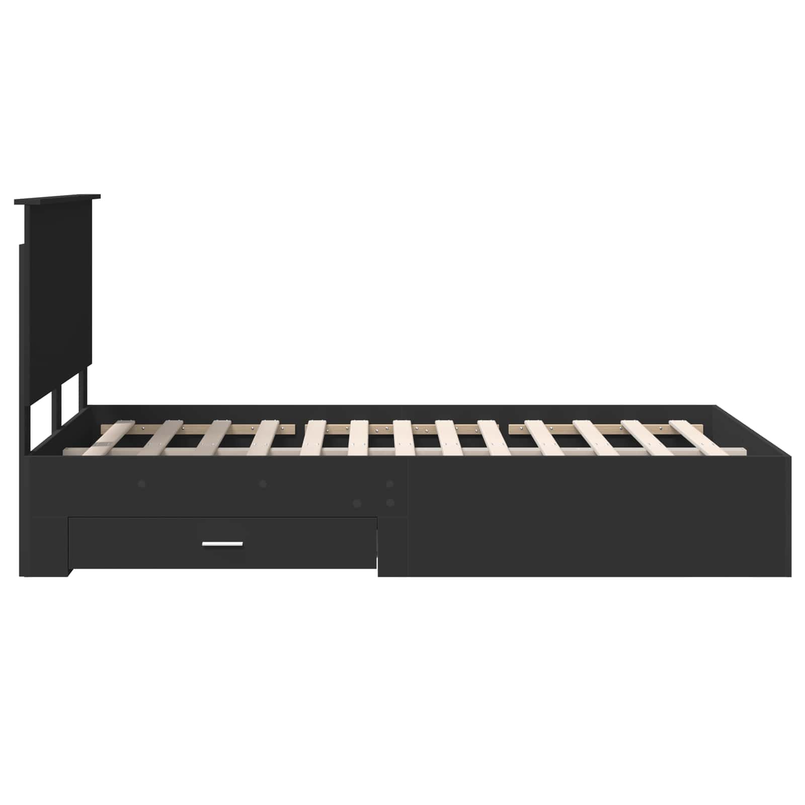 Voodi raam peaga sahtliga Must 135 x 190 cm Tehispuit 9 Kõik vajalik sinu aeda ja koju! Voodi raam peaga sahtliga Must 135 x 190 cm Tehispuit - Image 9