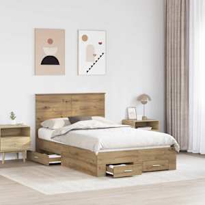 Rám postele s čelo Artisanový dub 135 x 190 cm kompozitní dřevo - obrázek 3