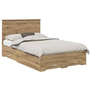 Rám postele s čelo Artisanový dub 135 x 190 cm kompozitní dřevo - obrázek 2