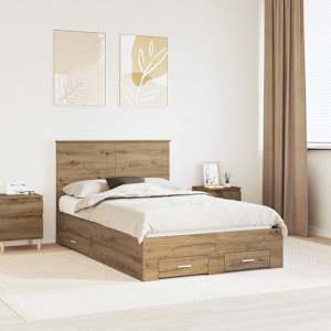 Konstrukcija postelje Umetni hrast 120 x 190 cm Konstruiran les