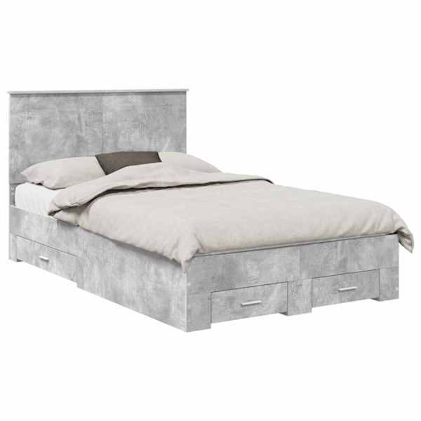 vidaXL Voodi raam sahtliga peaga Betoonhall 120 x 200 cm Tehispuit