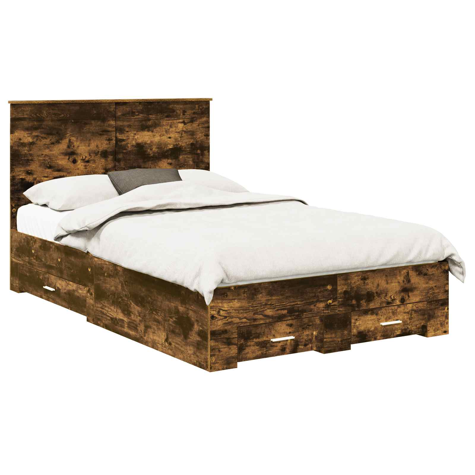 vidaXL Bedframe Gerookt eiken 120 x 200 cm Bewerkt hout, foto 3