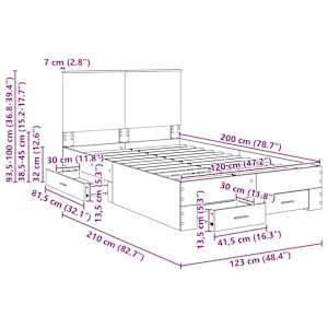 Rám postele s čelo Staré dřevo 120 x 200 cm kompozitní dřevo - obrázek 14