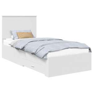 Rám postele s čelo Bílá a stříbrná 75 x 190 cm kompozitní dřevo - obrázek 2