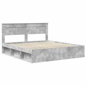 Rám postele s čelo Beton 200 x 200 cm Masivní borové dřevo - obrázek 4