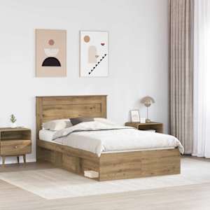 Rám postele Umělecký dub 135 x 190 cm Masivní borové dřevo - obrázek 3