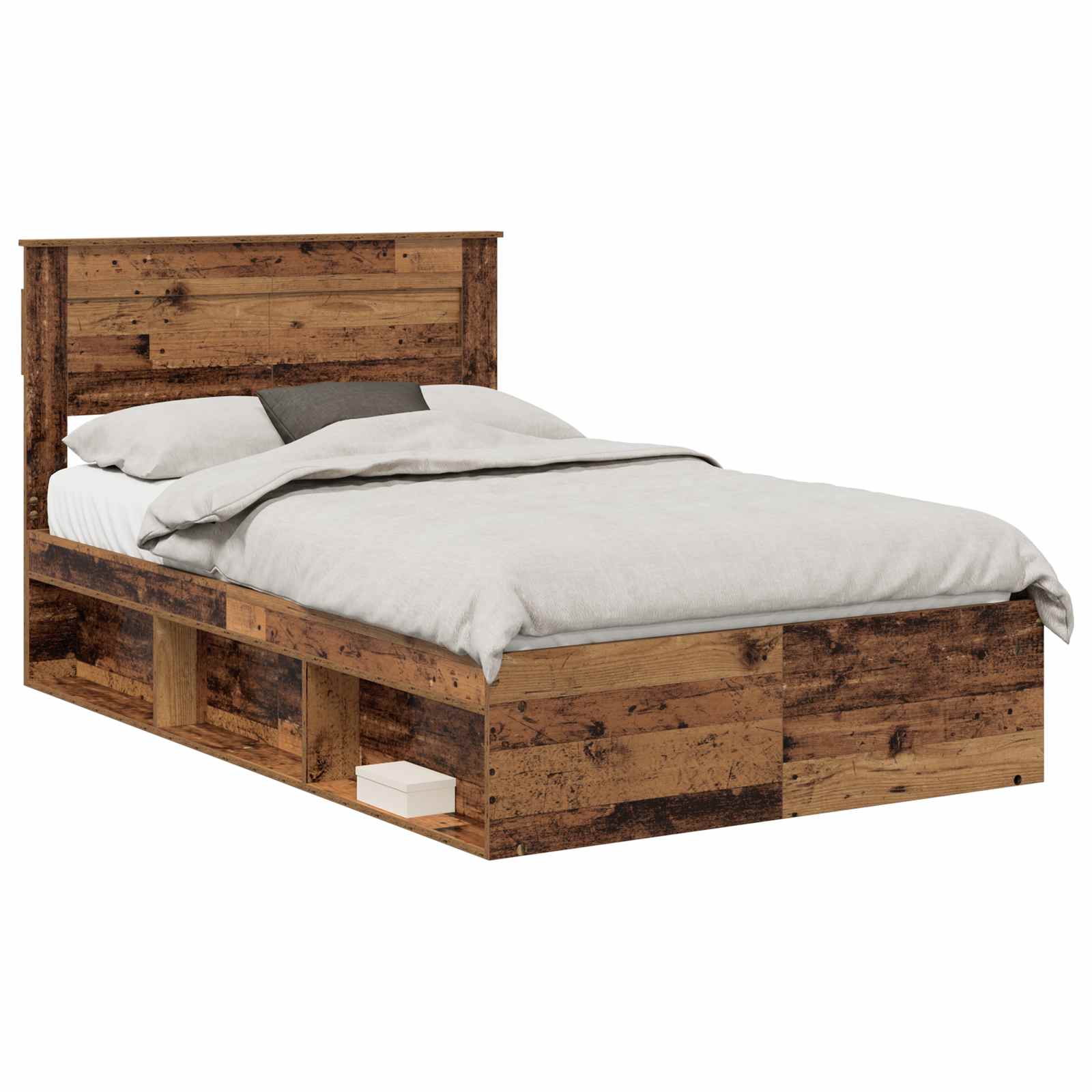 Bedframe met hoofdeinde Oudhout 120 x 200 cm Massief grenenhout image 2