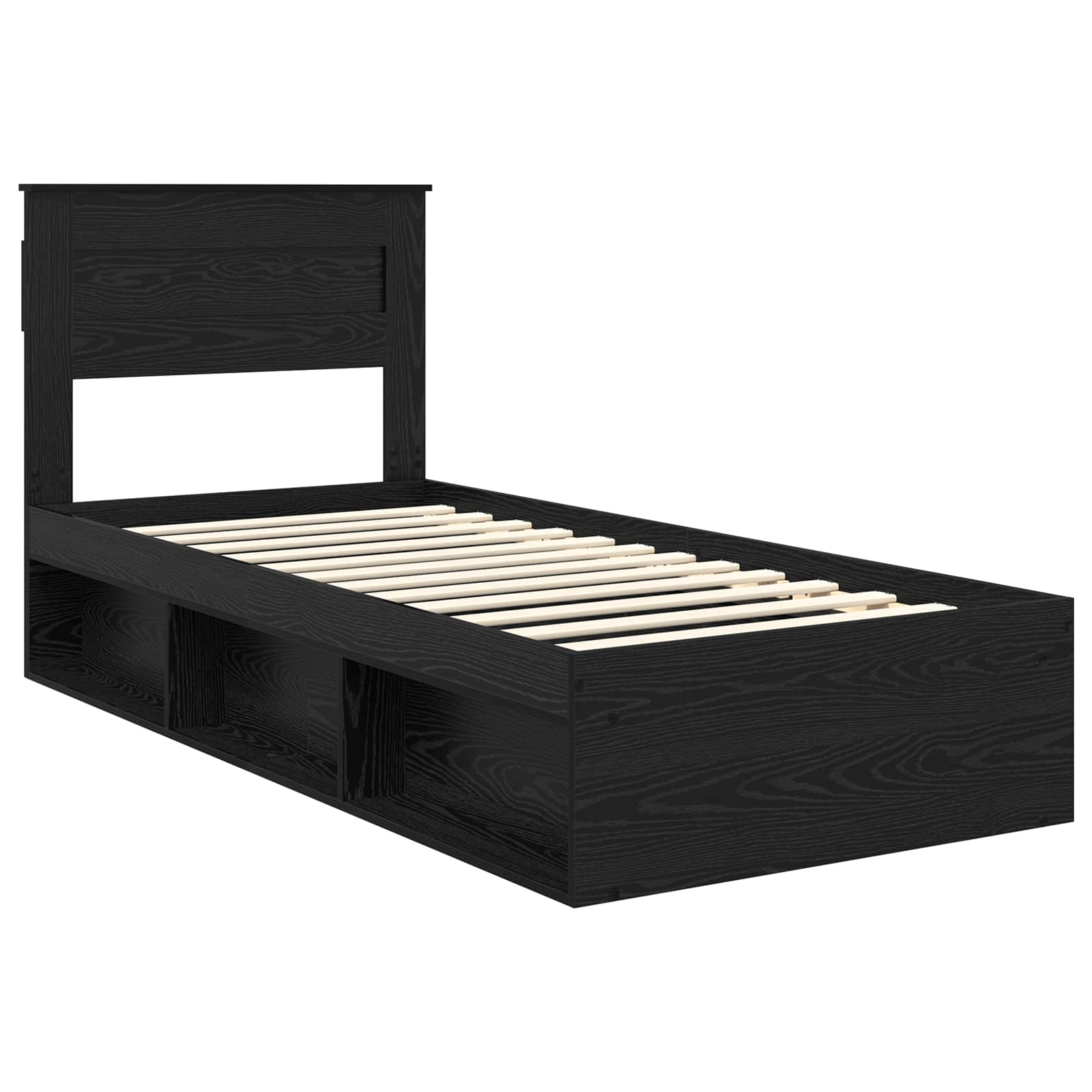 Bedframe met matras Zwart 75 x 190 cm Massief grenenhout image 4