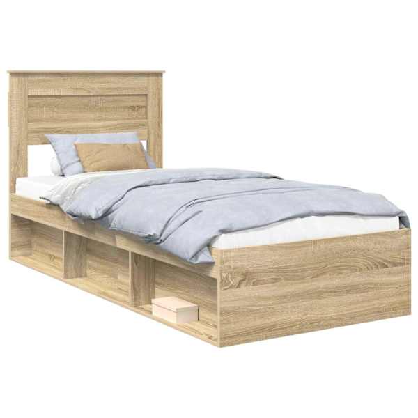 vidaXL Voodi raam &Uuml;ksv&auml;rviline Sonoma tamm 75 x 190 cm Tahke m&auml;nd