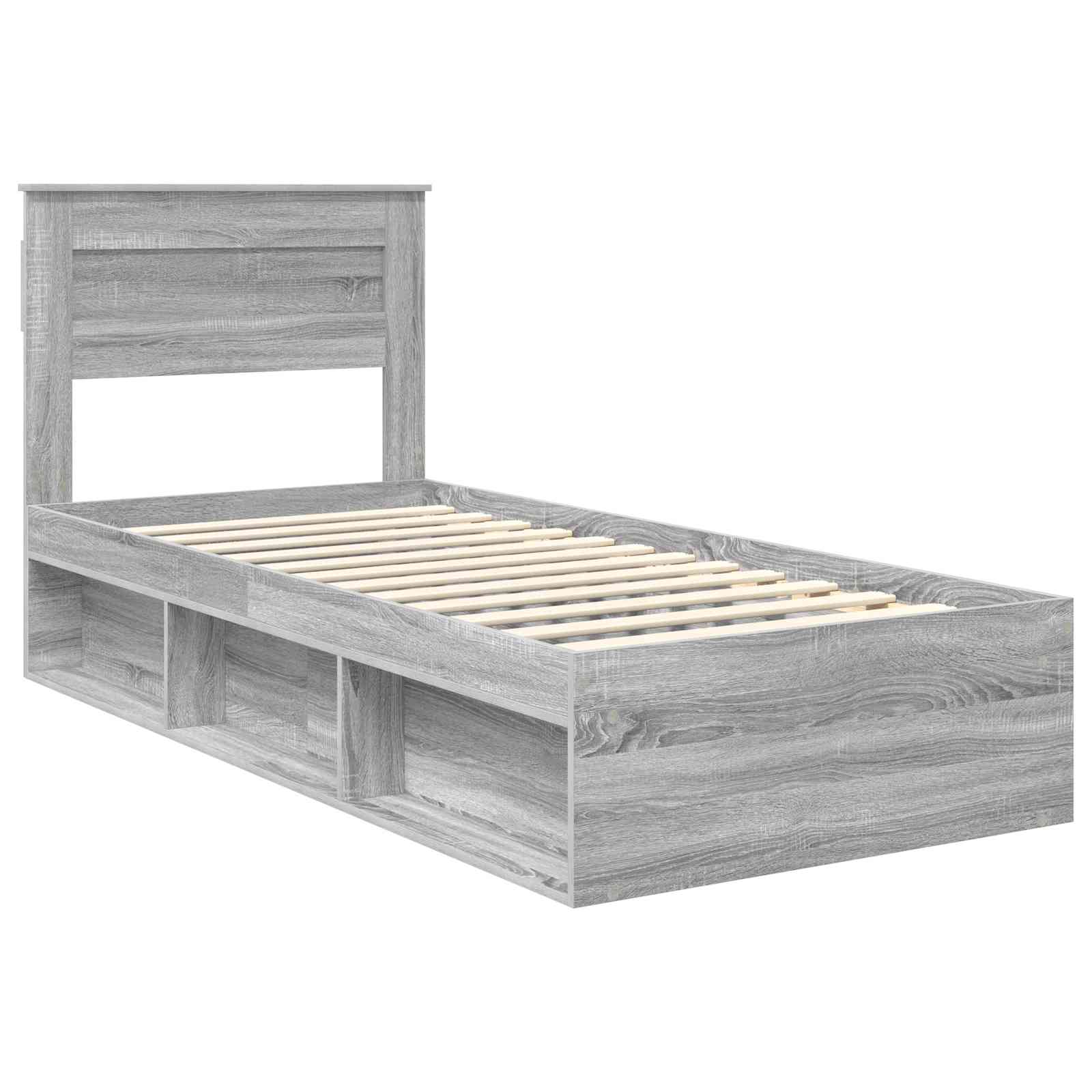Bedframe Grijs Sonoma 75 x 190 cm Massief grenenhout image 4