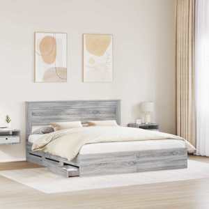 Rám postele s čelo Šedá Sonoma 200 x 200 cm Inženýrské dřevo - obrázek 3
