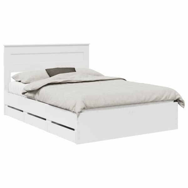 vidaXL Voodi raam sahtliga peaga Valge 160 x 200 cm Inseneripuit