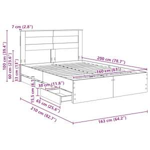 Rám postele se zásuvkou Bílá 160 x 200 cm Inženýrské dřevo - obrázek 14