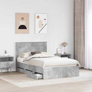 Rám postele s čelo Betonově šedá 135 x 190 cm Inženýrské dřevo - obrázek 3