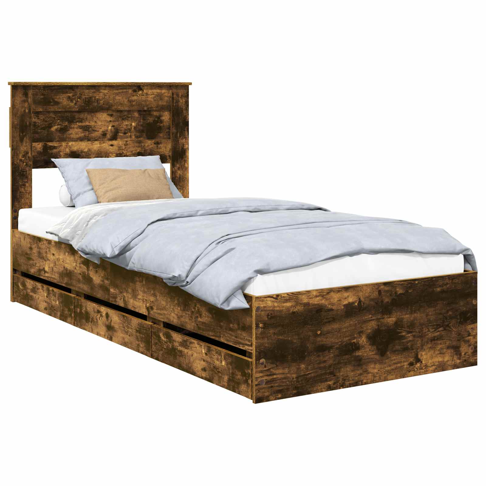 Gultas rāmis Dūmaka ozols 90 x 190 cm Inženieru koks