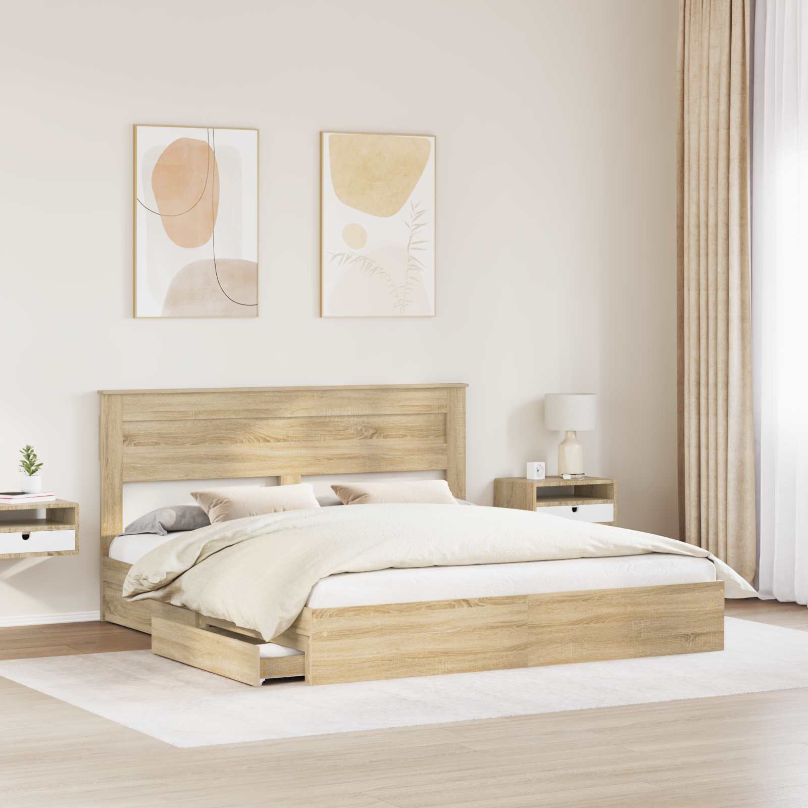 Opslag bed met lade Sonoma Eiken 180 x 200 cm Bewerkt hout | luizaXL | Dé meubelwinkel voor elk interieur Opslag bed met lade Sonoma Eiken 180 x 200 cm Bewerkt hout - Afbeelding 3