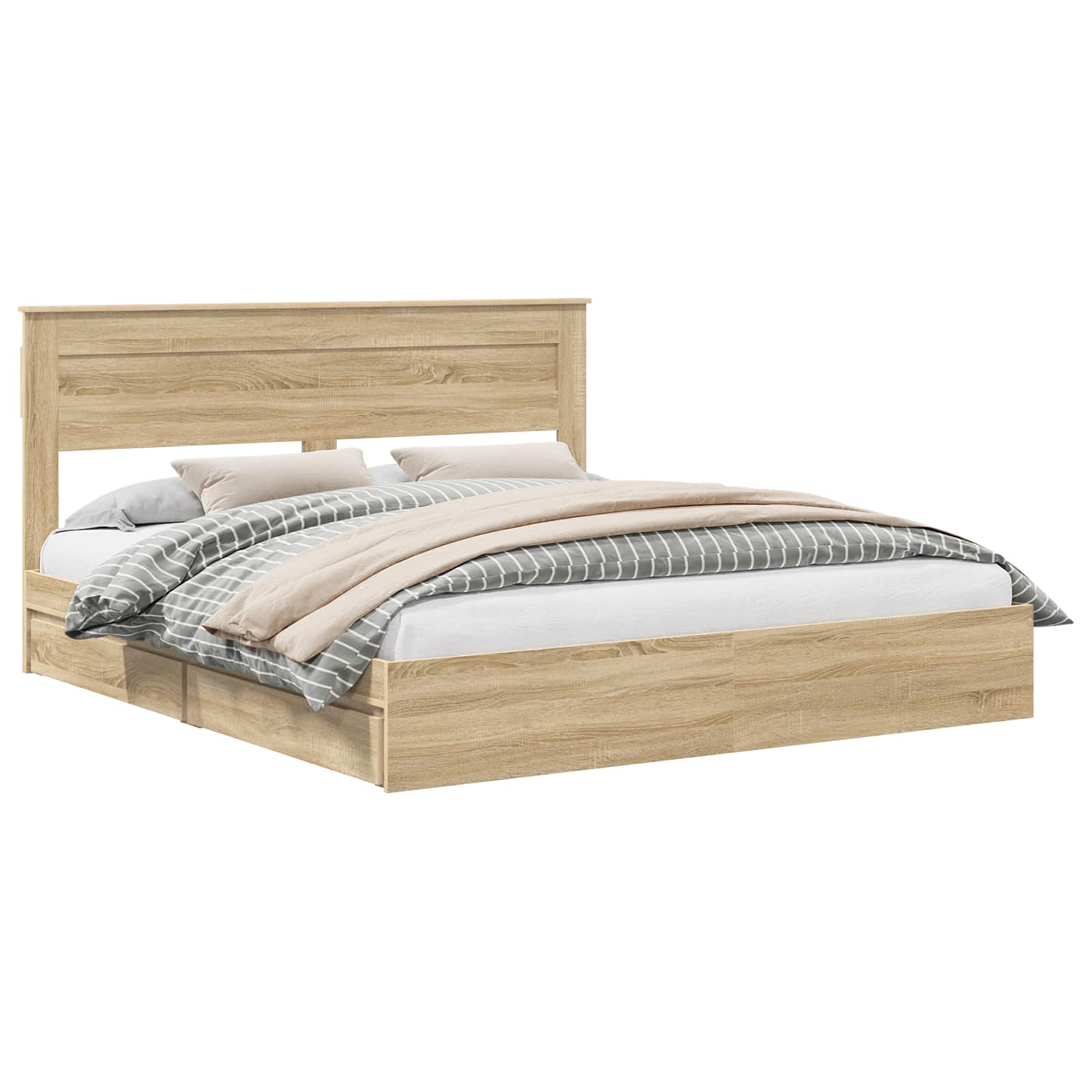 Opslag bed met lade Sonoma Eiken 180 x 200 cm Bewerkt hout | luizaXL | Dé meubelwinkel voor elk interieur Opslag bed met lade Sonoma Eiken 180 x 200 cm Bewerkt hout - Afbeelding 2