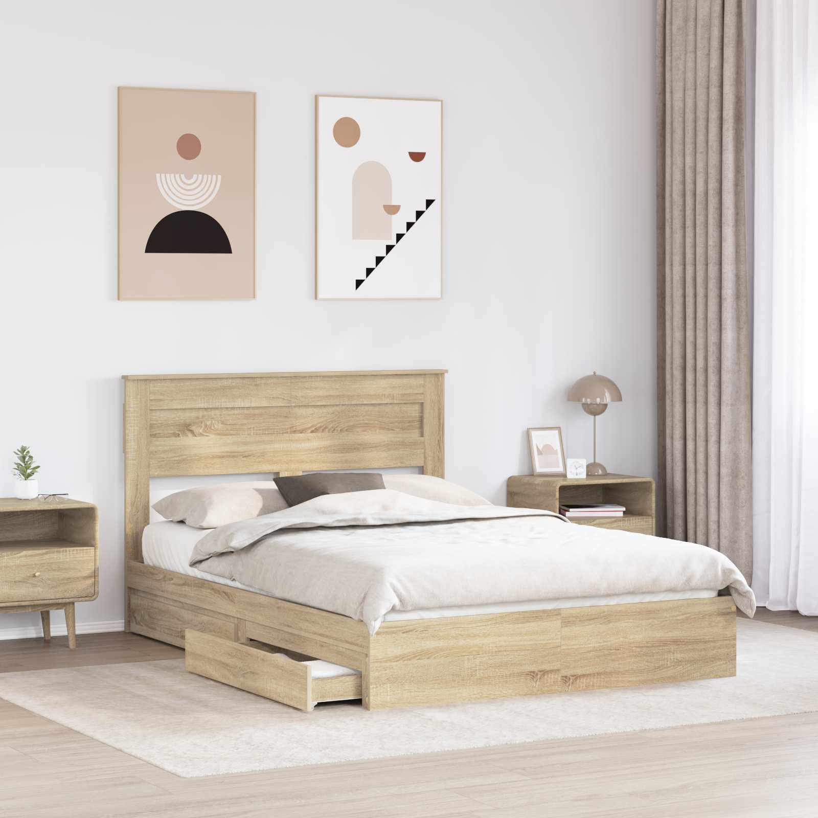 Opslag bed met lade Sonoma Eiken 160 x 200 cm Bewerkt hout | luizaXL | Dé meubelwinkel voor elk interieur Opslag bed met lade Sonoma Eiken 160 x 200 cm Bewerkt hout - Afbeelding 3