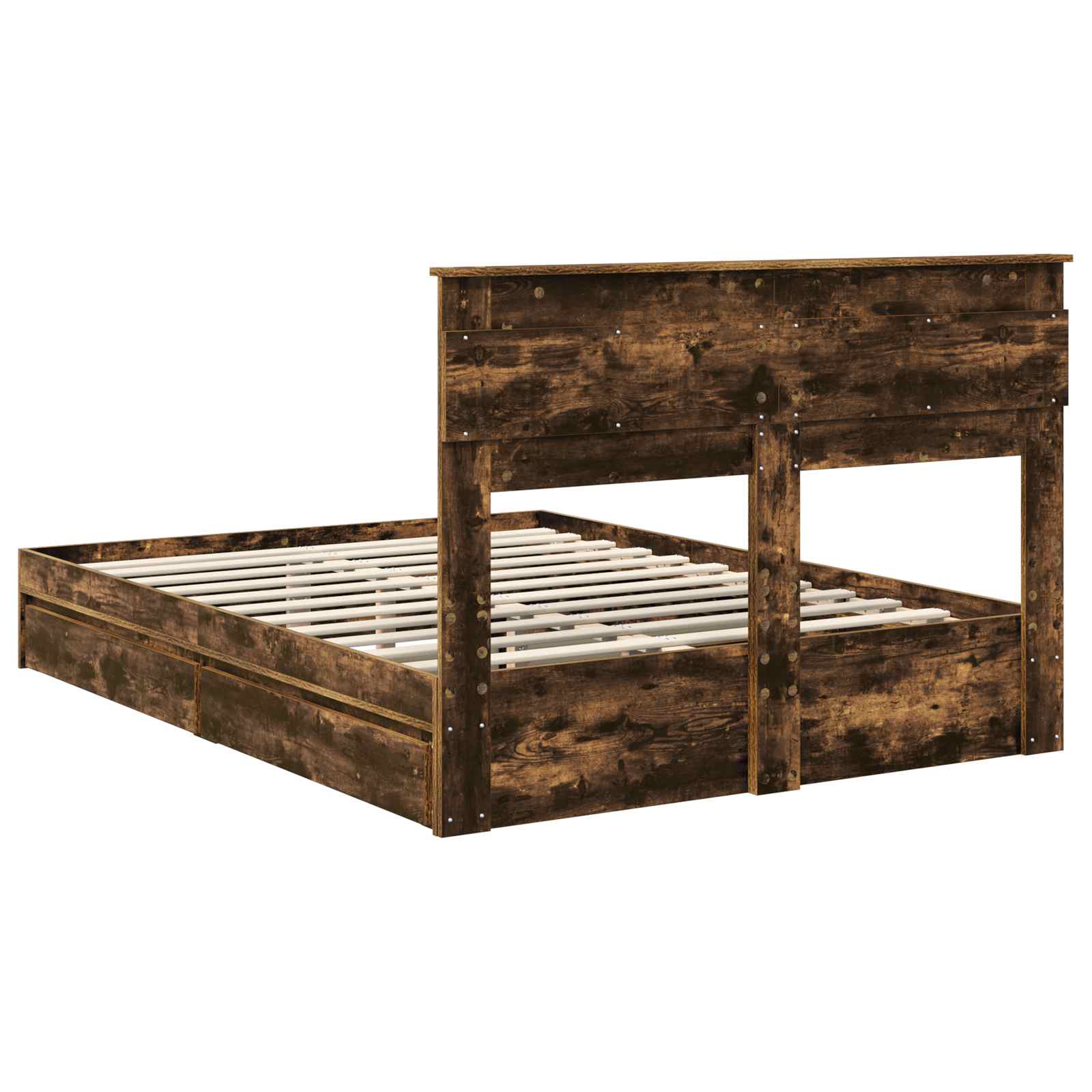 Opslag bed met lade Gerookt eiken 160 x 200 cm Bewerkt hout | luizaXL | Dé meubelwinkel voor elk interieur Opslag bed met lade Gerookt eiken 160 x 200 cm Bewerkt hout - Afbeelding 10