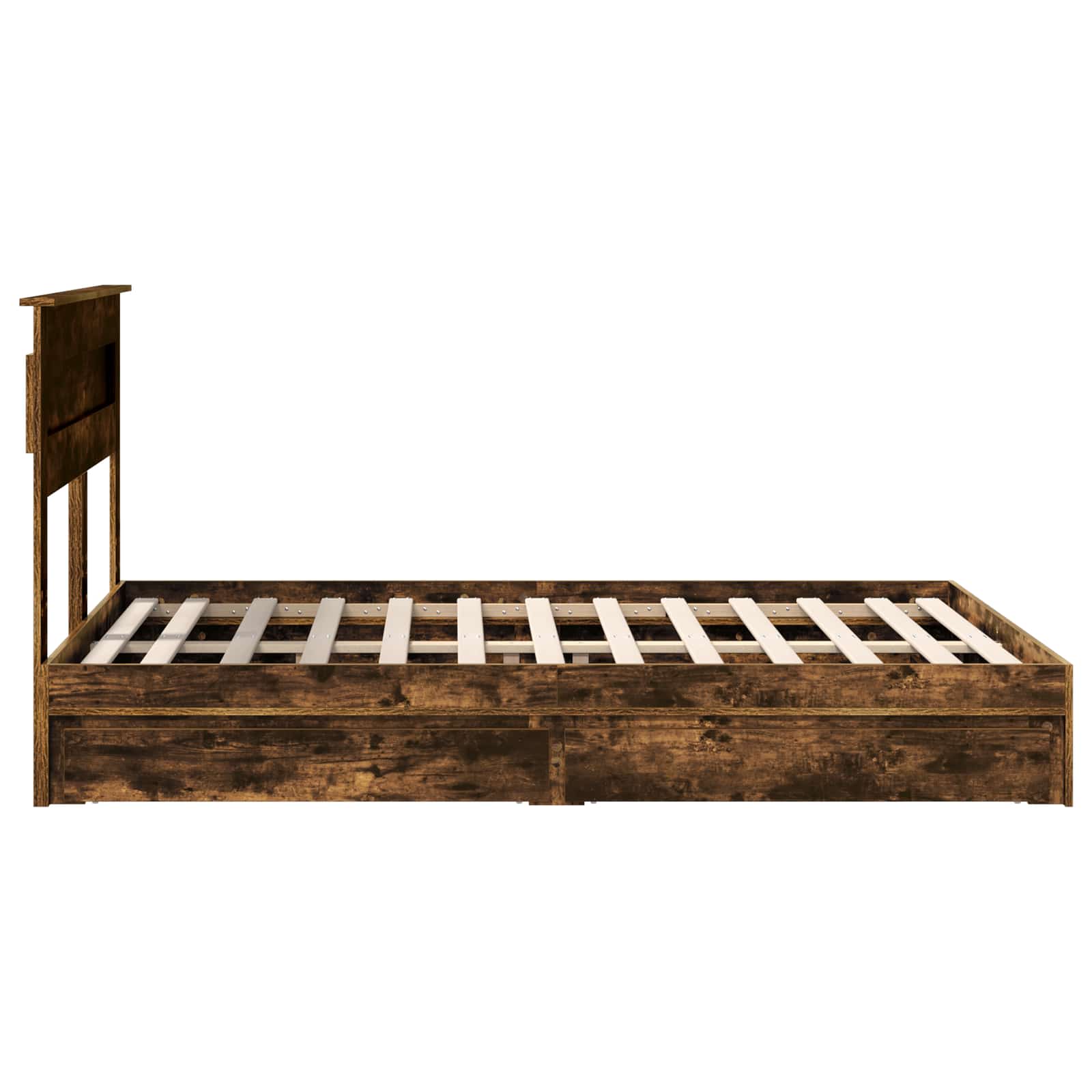 Opslag bed met lade Gerookt eiken 160 x 200 cm Bewerkt hout | luizaXL | Dé meubelwinkel voor elk interieur Opslag bed met lade Gerookt eiken 160 x 200 cm Bewerkt hout - Afbeelding 9