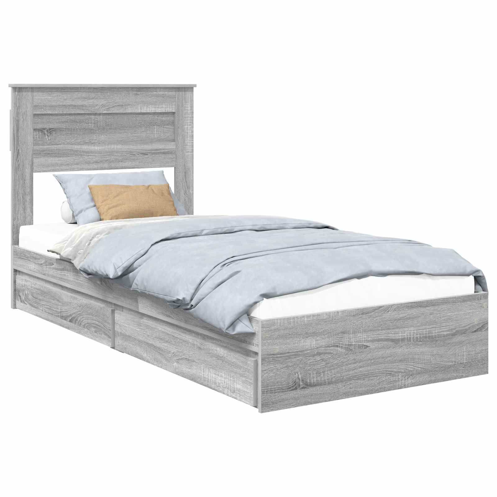 vidaXL Opslag bed met lade Grijs Sonoma 90 x 190 cm Bewerkt hout, foto 3