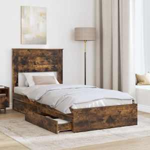 Postel s úložným prostorem s čelo Kouřový dub 75 x 190 cm - obrázek 3