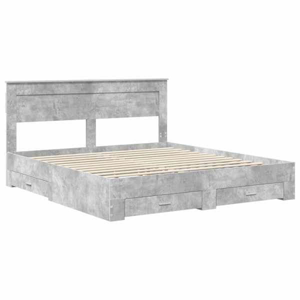 vidaXL Voodi raam sahtliga peaga Betoonhall 200 x 200 cm Tehispuit