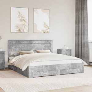 Konstrukcija postelje z vzglavjem Betonsko siva 180 x 200 cm