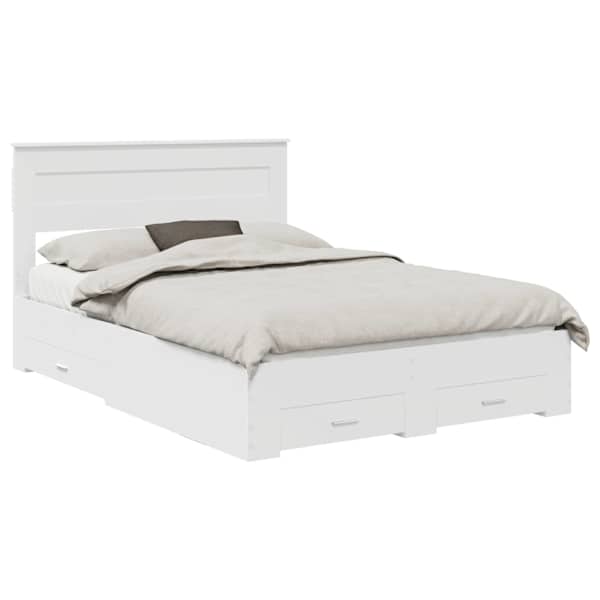 vidaXL Voodi raam sahtliga peaga Valge 160 x 200 cm Tehispuit