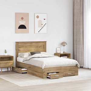 Rám postele s čelo Artisanový dub 135 x 190 cm kompozitní dřevo - obrázek 3