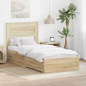 Rám postele s čelo Sonoma dub 90 x 190 cm kompozitní dřevo - obrázek 1