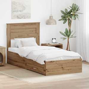 Rám postele s čelo Artisanový dub 90 x 190 cm kompozitní dřevo - obrázek 1
