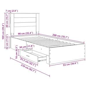 Rám postele s čelo Černý dub 90 x 200 cm kompozitní dřevo - obrázek 14