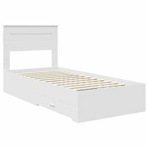 Rám postele s čelo Bílá a stříbrná 75 x 190 cm kompozitní dřevo - obrázek 4