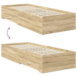 Rám postele Sonoma dub a stříbrná 75 x 190 cm kompozitní dřevo - obrázek 12