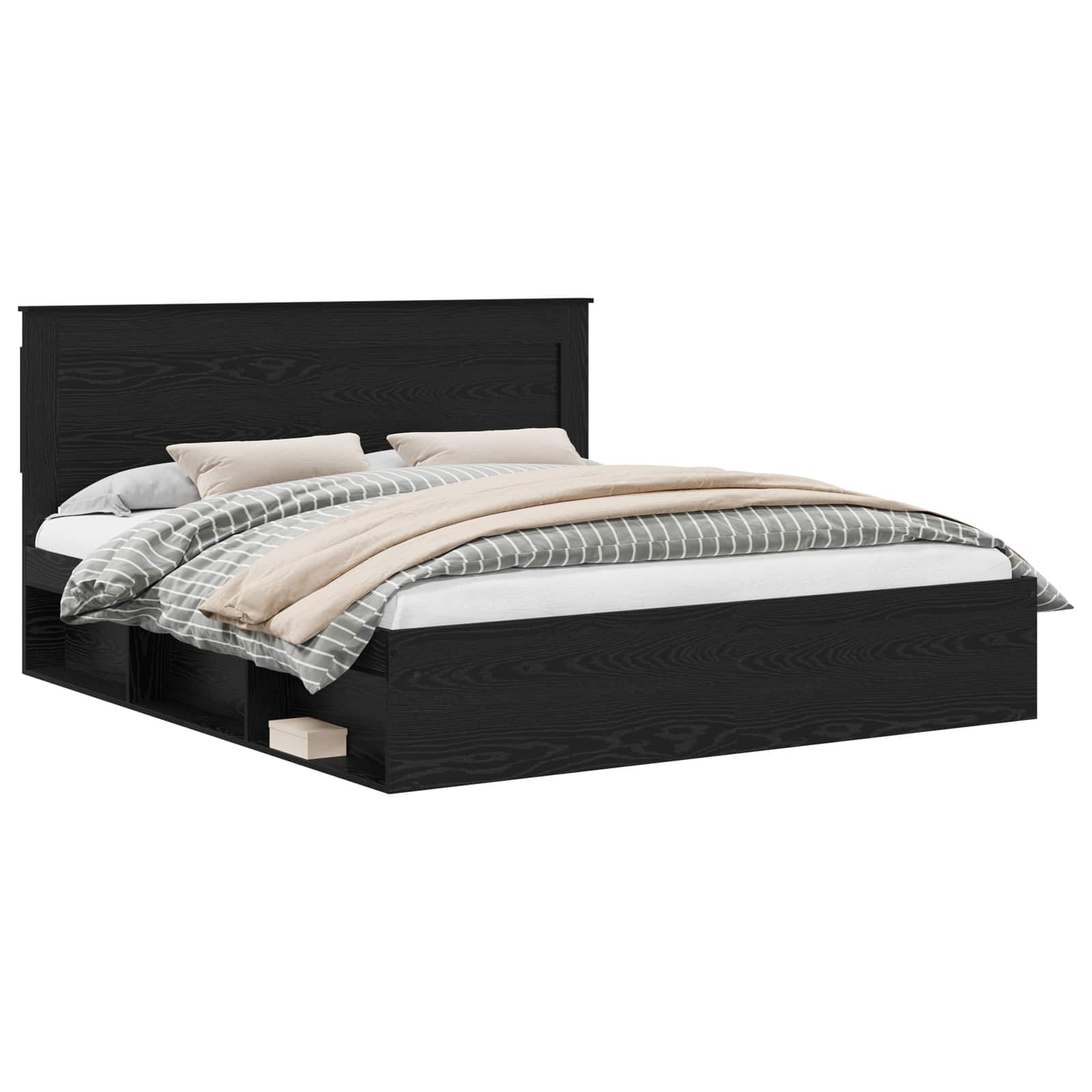 Thumbnail - vidaXL Bettrahmen Schwarz 200 x 200 cm Massives Kiefernholz