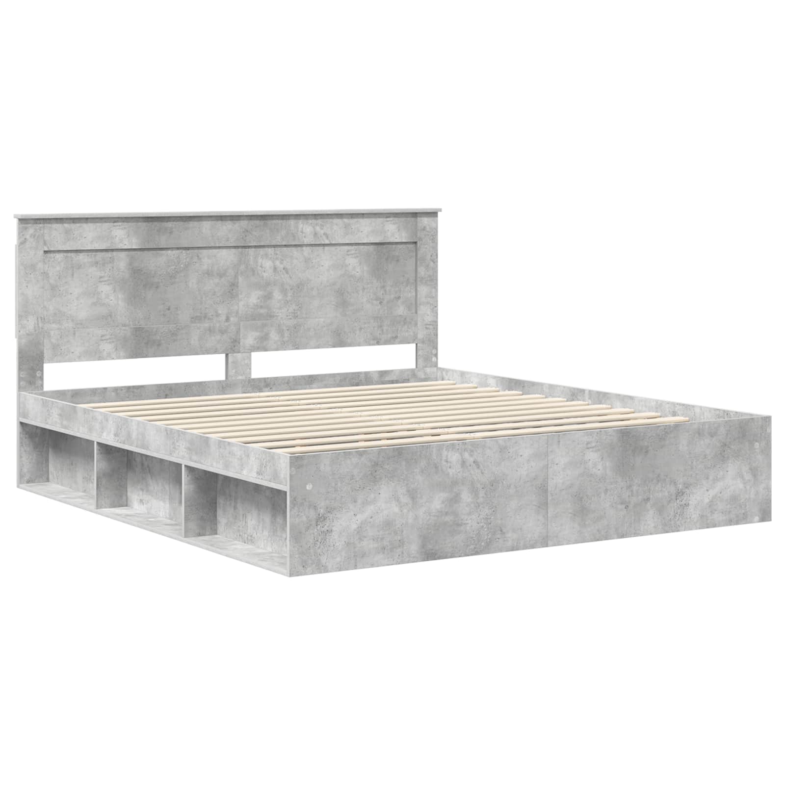 Bedframe met hoofdeinde Beton 200 x 200 cm Massief grenenhout image 4