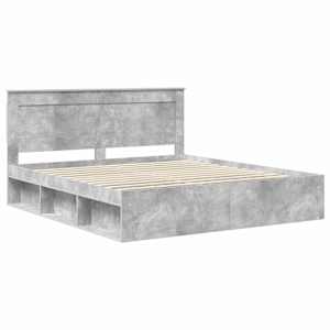 Rám postele s čelo Beton 200 x 200 cm Masivní borové dřevo - obrázek 4