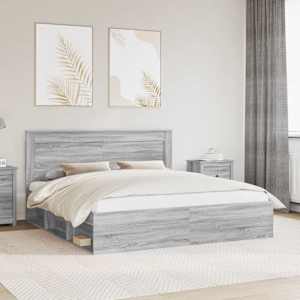 Rám postele Šedá Sonoma 200 x 200 cm Masivní borové dřevo