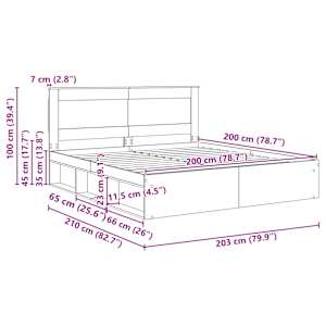 Rám postele Staré dřevo 200 x 200 cm Masivní borové dřevo - obrázek 13