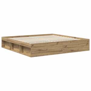 Rám postele Umělecký dub 200 x 200 cm Masivní borové dřevo - obrázek 5