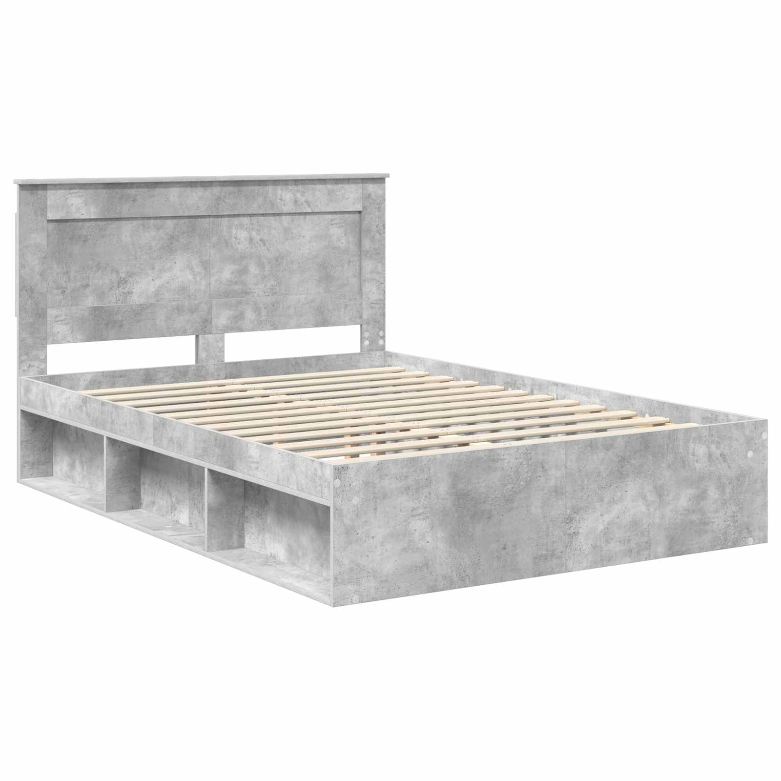 Bedframe met hoofdeinde Beton 160 x 200 cm Massief grenenhout image 4