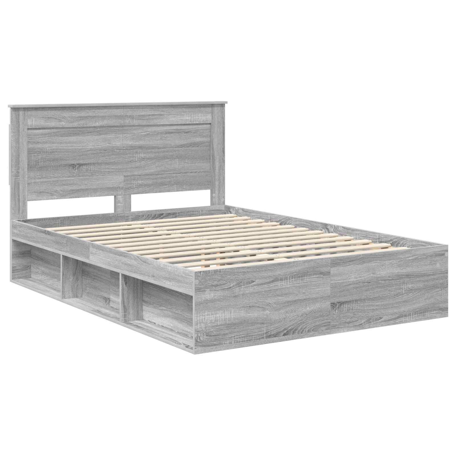 Bedframe met lade Grijs Sonoma 150 x 200 cm Massief grenenhout image 4