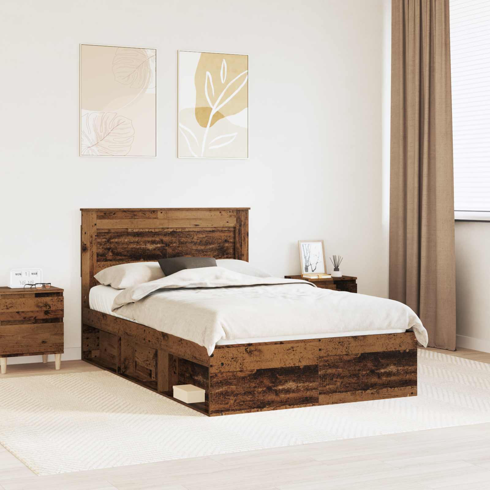 Estructura de cama con cabecera Madera vieja 120 x 190 cm