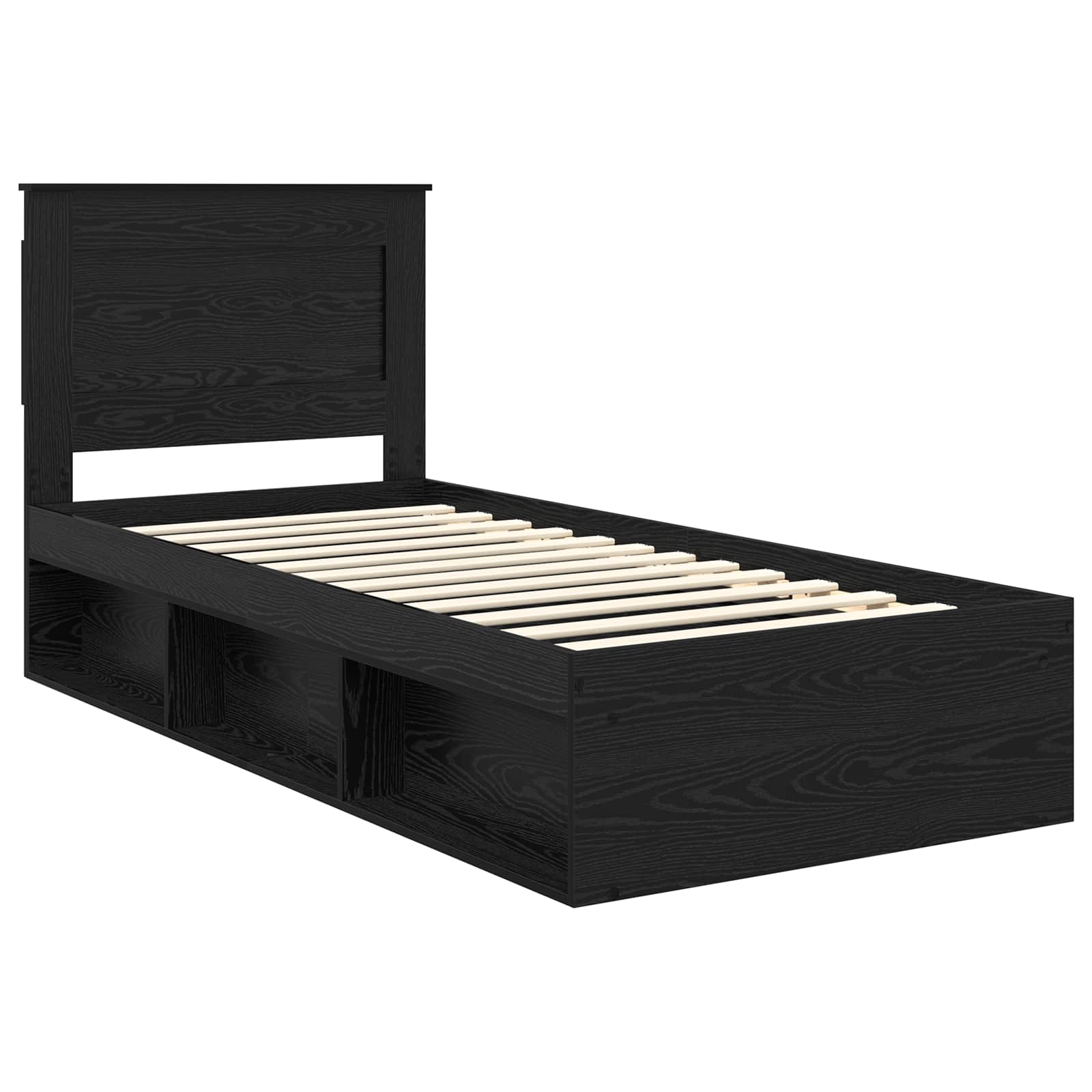 Bedframe met hoofdeinde Zwart 90 x 190 cm Massief grenenhout image 4